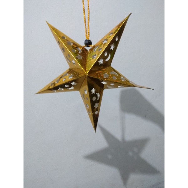 paper lantern 3D pentagram bintang 30cm  idul Fitri. natal xmas