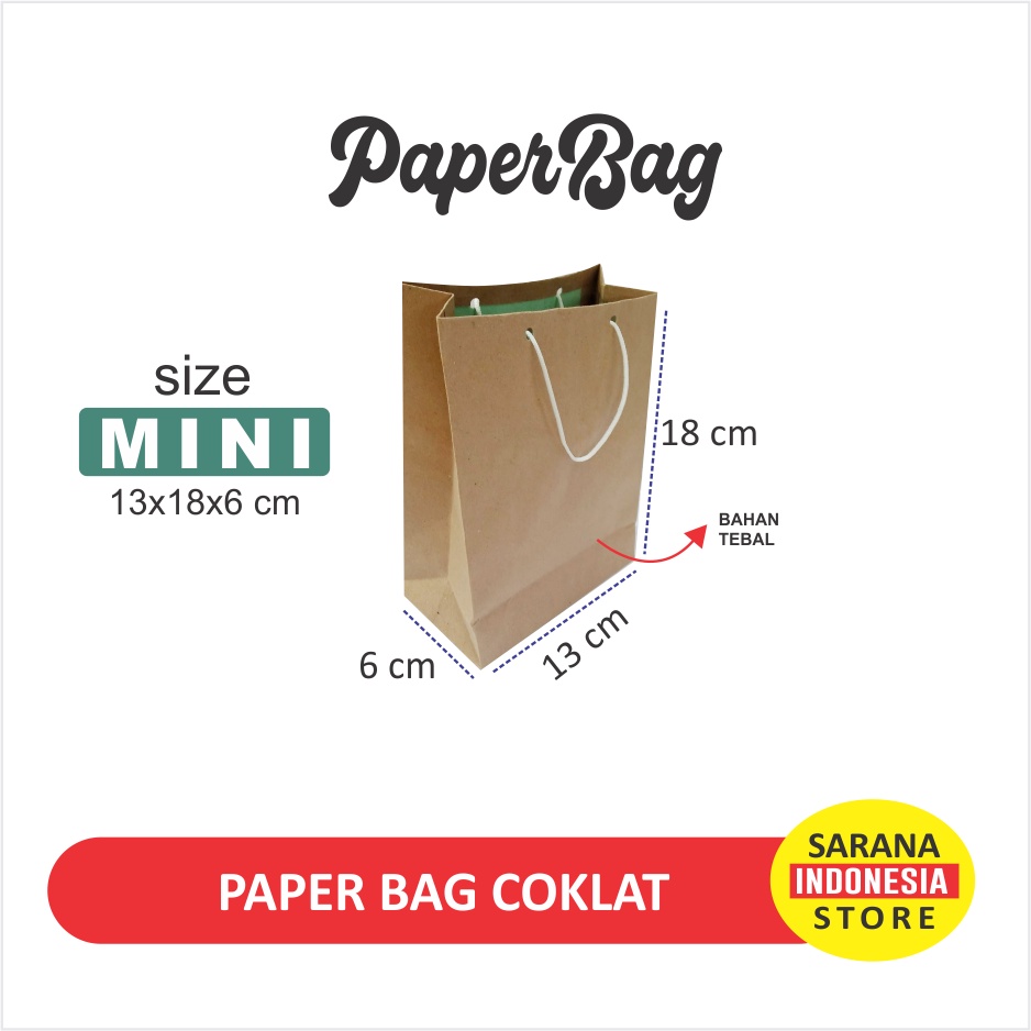 

Paper bag coklat polos - Tas Kertas Goodie Bag Kraft ukuran MINI