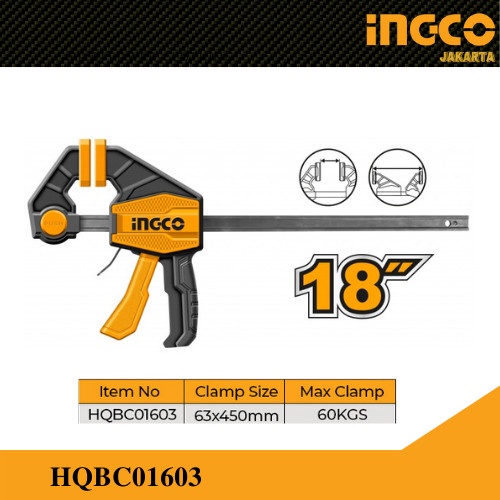 Klem F 18&quot; Bar Clamp / Catok Kayu Kaca / Alat Penjepit INGCO HQBC01603