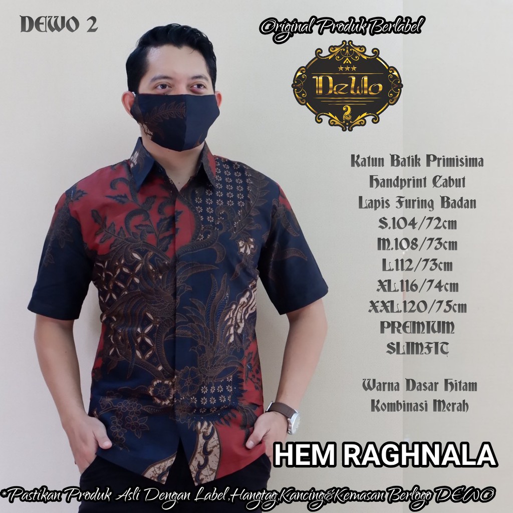 RAGHNALA Kemeja Batik Pria Lengan Pendek Katun Halus FULL FURING Batik Dewo