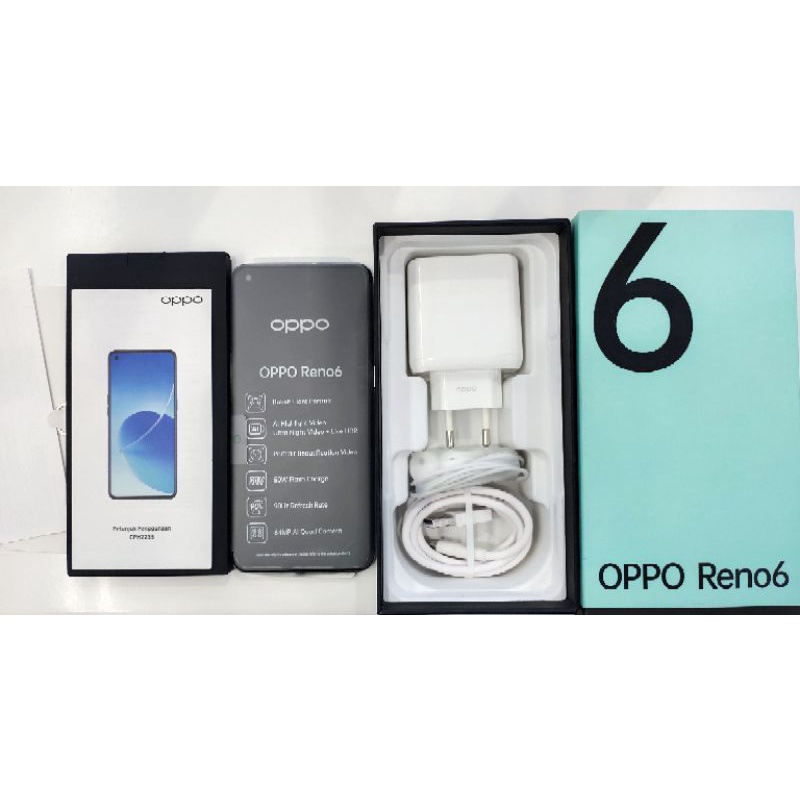 Oppo Reno 6 Aurora 8/128 Second Super Duper Like New 100% Garansi Oppo Indonesia