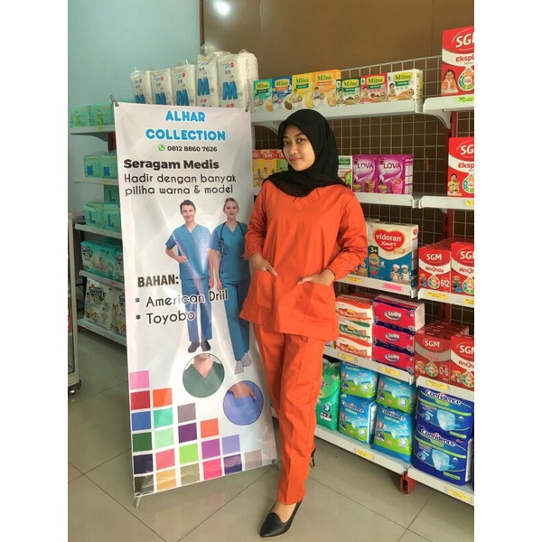 SCRUB/BAJU OK/BAJU JAGA LENGAN PANJANG (PAKE KARET)