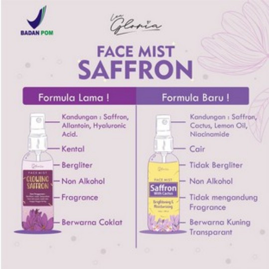 ⭐ BAGUS ⭐ LEA GLORIA TONER / FACE MIST SAFFRON WITH CACTUS 100ml BPOM | Jicama Greentea Lemon Rose