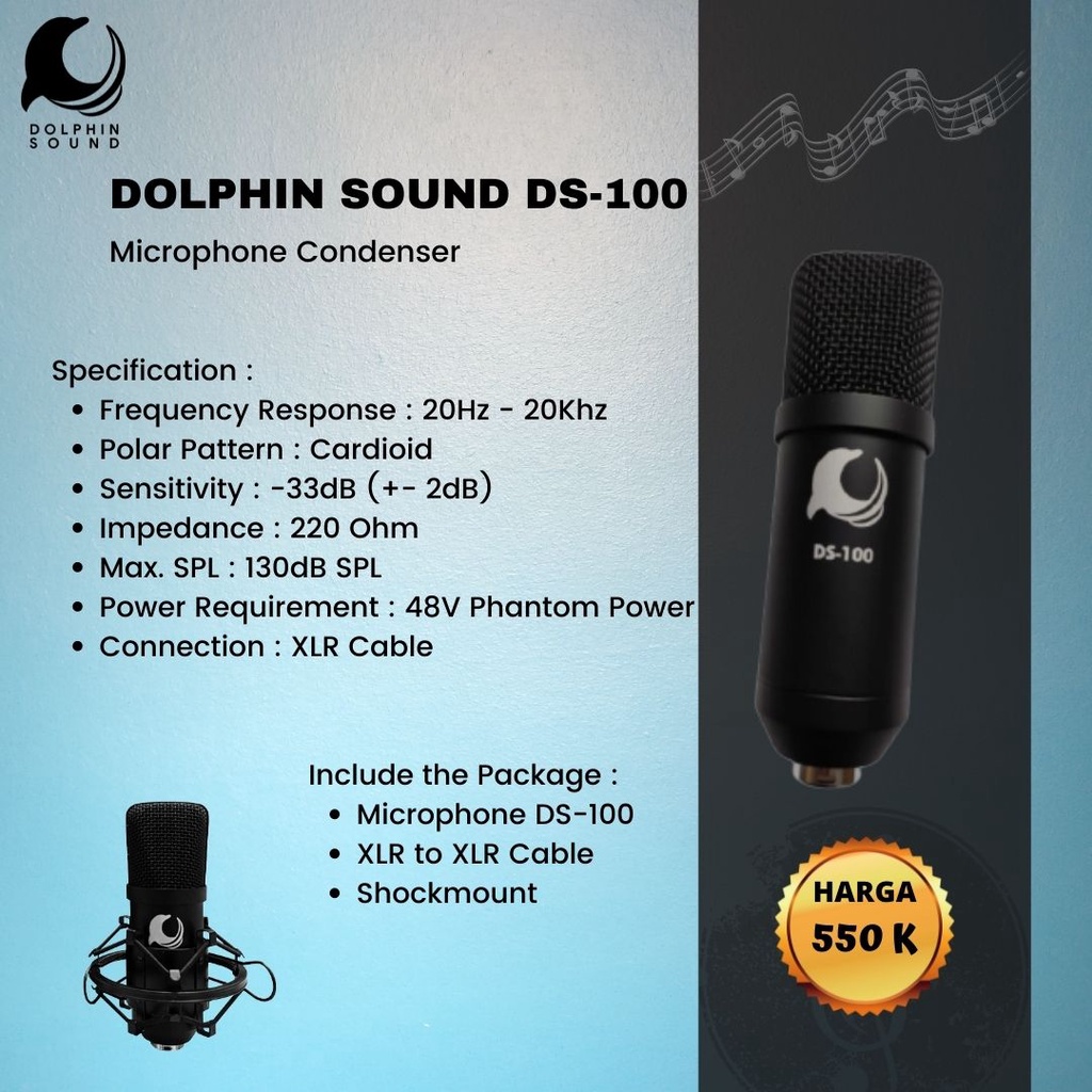 MICROPHONE CONDENSER DOLPHIN DS-100 MICROPHONE CONDENSER ORIGINAL