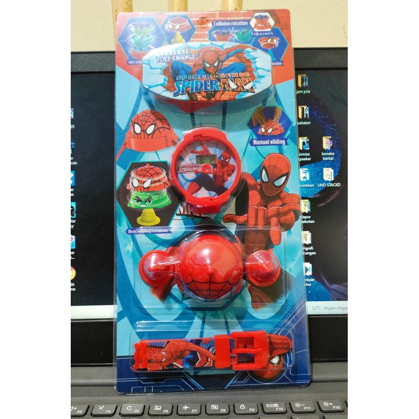 Jam tangan anak  musik bermotif karakter banyak T melodi musik led-spiderman gasing