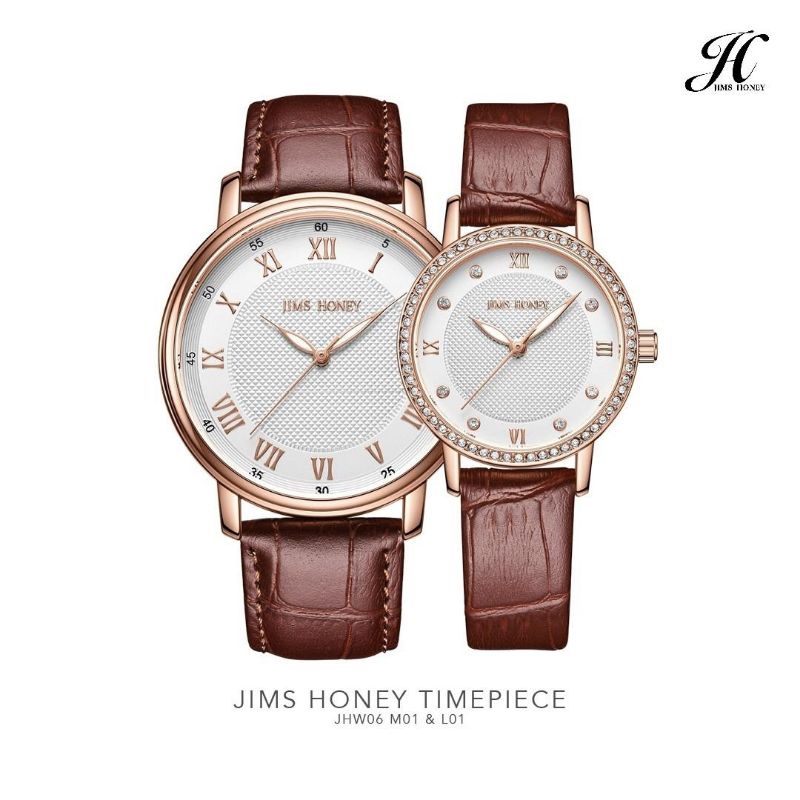 JIMS HONEY JHW06 COUPLE WATCH  ORI JAM TANGAN PRIA WANITA PASANGAN STAINLESS QUARTZ ANTI AIR FREE BOX JHW6