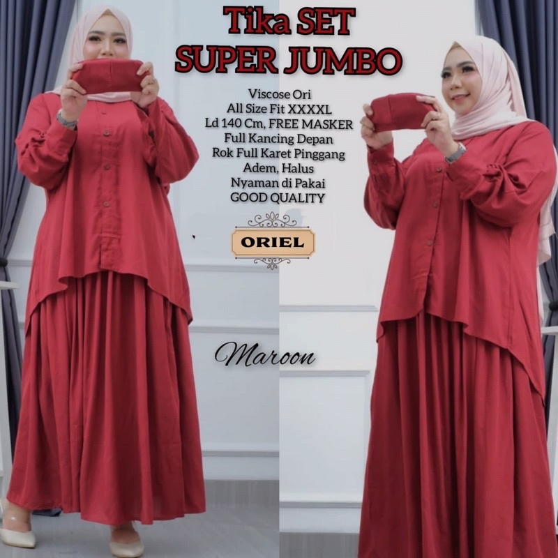 SETELAN JUMBO WANITA BAHAN RAYON VISCOSE | TIKA JUMBO SET BY ORIEL
