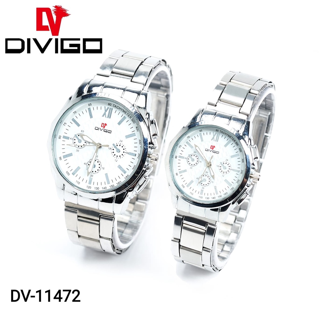 (BW HARGA SEPASANG) Jam Tangan Couple Pria/Wanita DIVIGO Original Analog Stainlissss Steel DV-11472