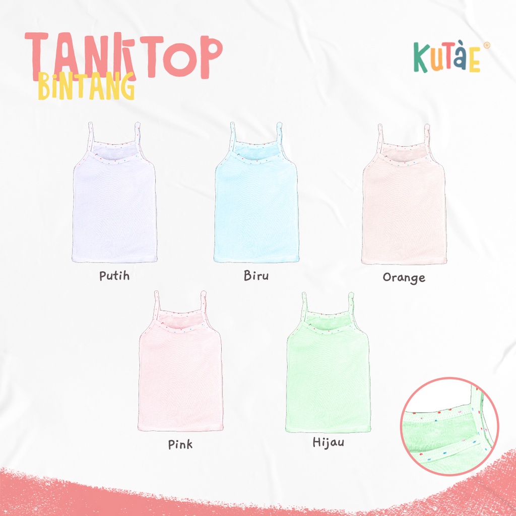 3 PCS TANKTOP / SINGLET ANAK BAYI KUTAE BINTANG-MIX 3 Pcs