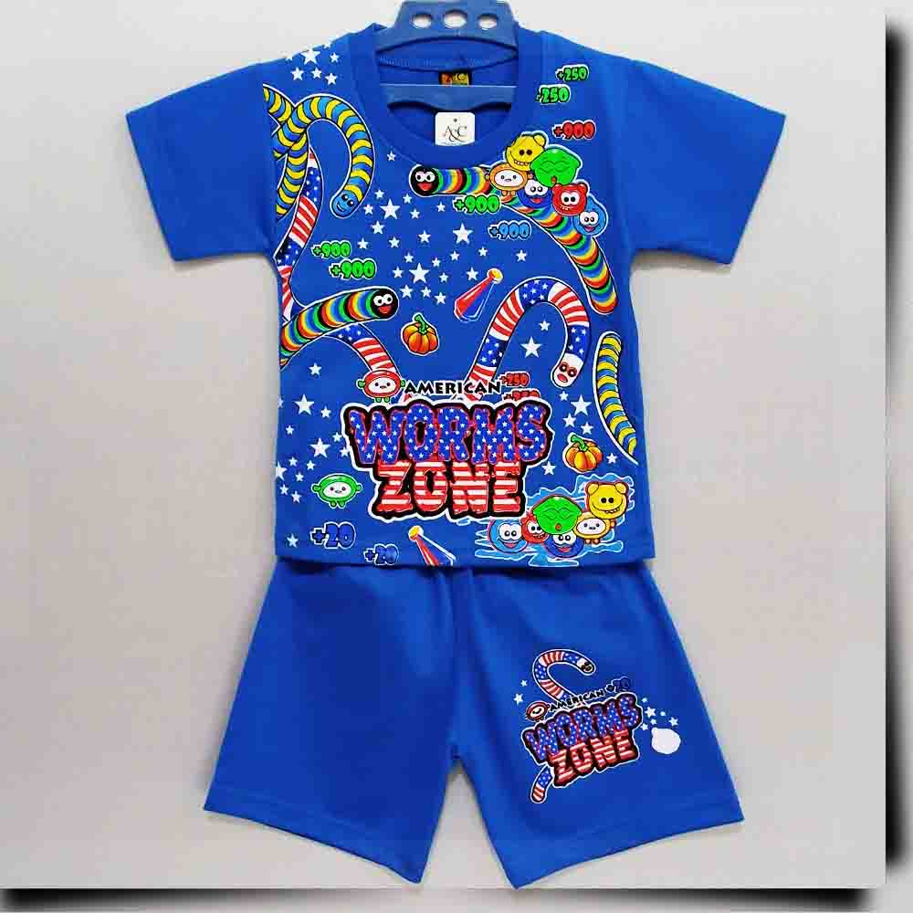 MKids - Baju Setelan KAOS Anak Motif CACING / WORMS ZONE