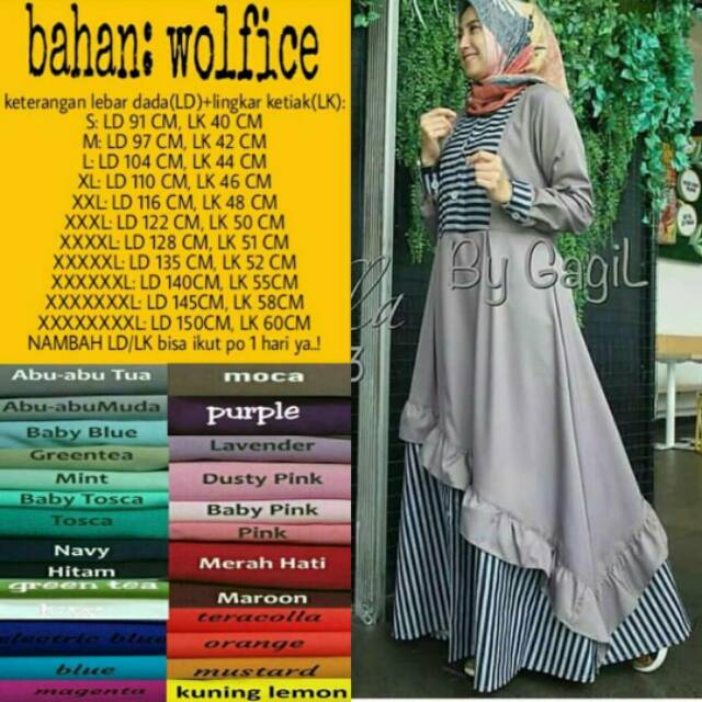 Maxi dress longdress gamis jumbo bigsize salur stripe blaster murah