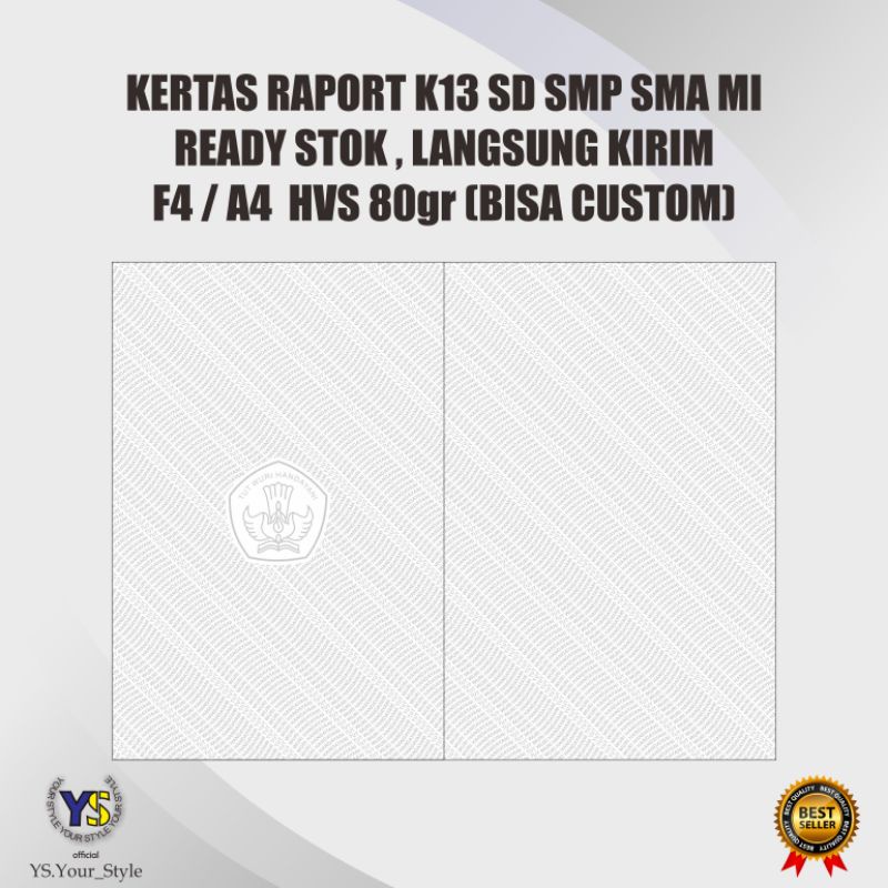 KERTAS RAPORT CUSTOM LOGO K13 SD SMP SMA MI READY STOK TUT WURI HANDAYANI