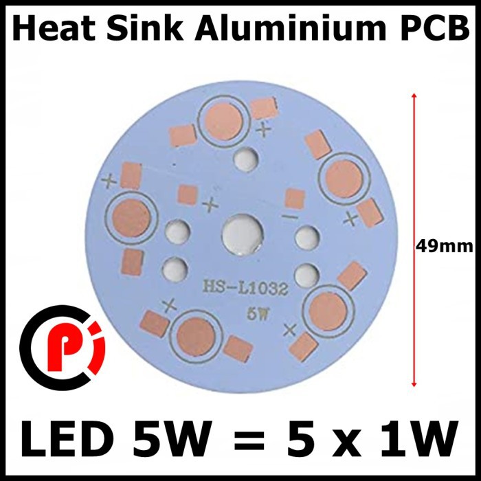 Heat Sink Aluminium PCB LED HPL 5 Watt = 5 x 1 watt Pendingin Heatsink