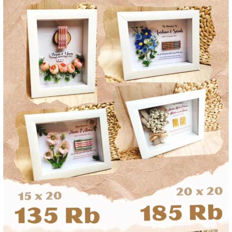 Bingkai Mahar 3D Custom , Frame Mahar , Tempat Mahar Uang , Frame 3D