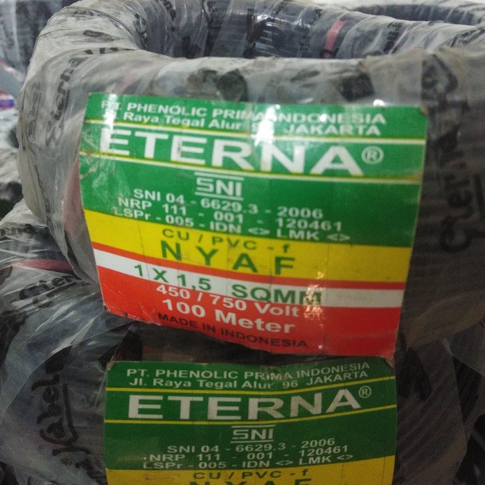 Kabel Eterna NYAF 1x1,5 @100m 1x1.5 tunggal serabut