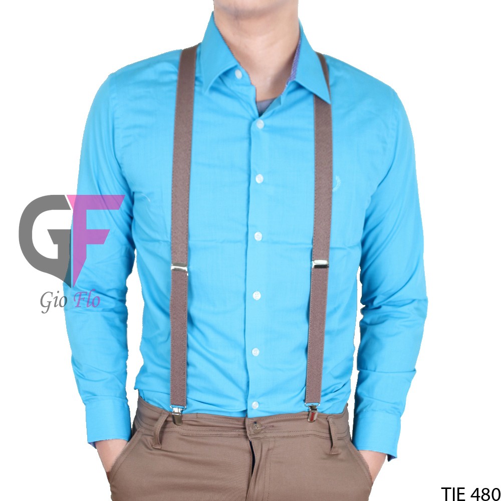 GIOFLO Dasi Suspender Aksesoris Fashion Keren Pria Dark Brown / TIE 480