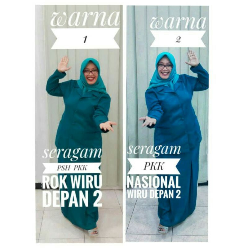 Seragam PKK Nasional Polos Hijau dan Biru Premium Harga Grosir Murah