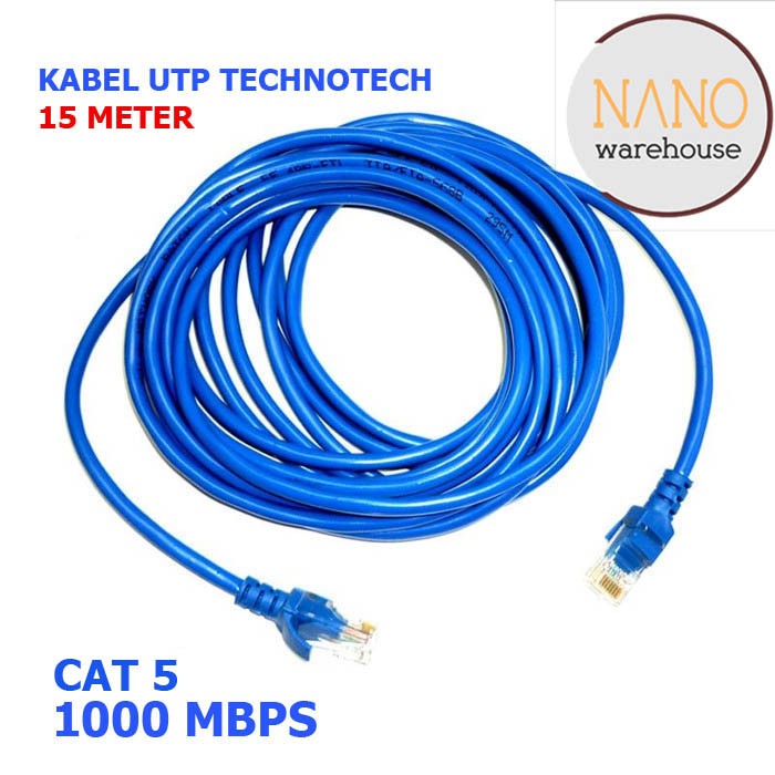 Kabel Internet LAN Cat5 UTP RJ45 15 Meter Original TECHNOTECH