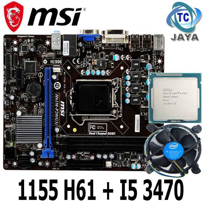 Mainboard LGA 1155 H61 MSI + Processor Core I5 3470