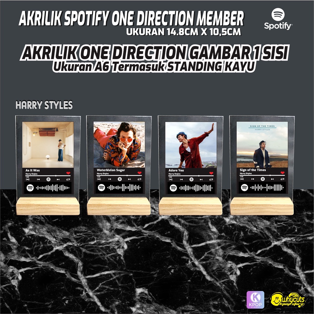 AKRILIK LAGU MEMBER ONE DIRECTION / GAMBAR 1 SISI / LAMINASI GLOSSY / ANTI AIR DAN TIDAK LUNTUR / UKURAN A6