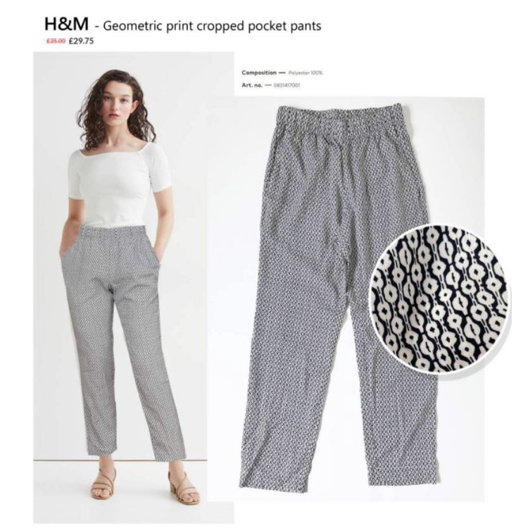 HnM geometric print cropped pocket pants