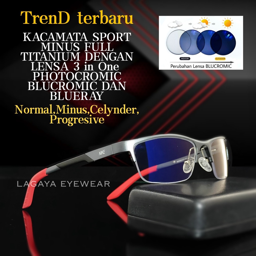 KACAMATA LENSA BLUCROMIC 3 IN 1 BISA BERUBAH WARNA UNTUK SIANG DAN MALAM MODEL KEKINIAN TERBARU UNTU
