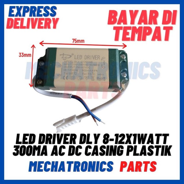 [DSP-9423] LED DRIVER DLY 8-12X1WATT 300mA AC DC CASING PLASTIK