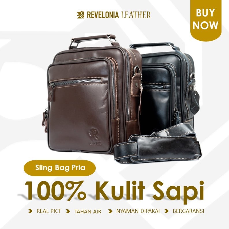 Sling bag pria kulit asli REVEN BONATURE tas kulit pria tas selempang pria kulit asli tas bahu pria 