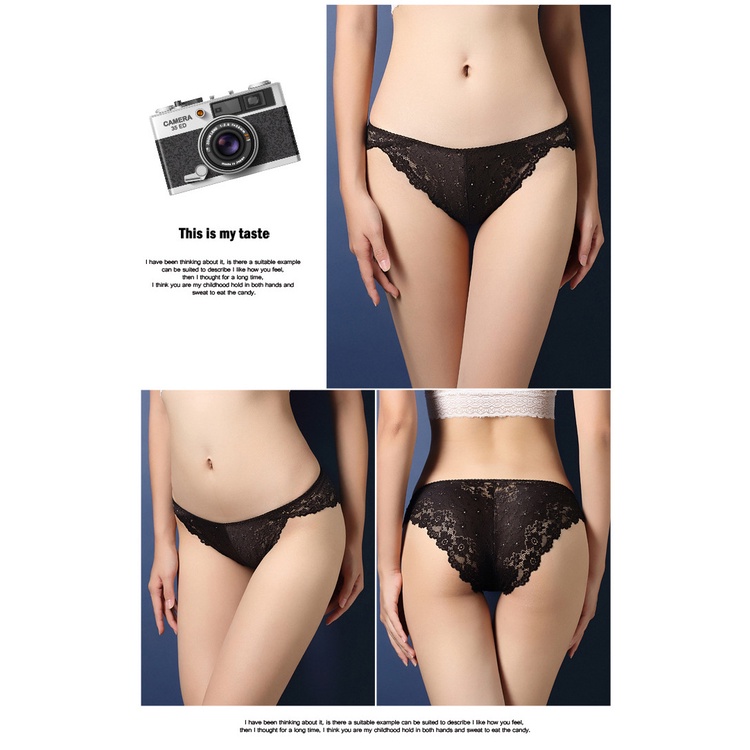 Celana Dalam Brief Wanita lembut G String Low Waist Bunga  Renda Thong (COD) 3C123