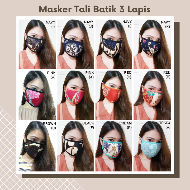 MASKER BATIK TALI / MASKER KAIN MOTIF BATIK / MASKER HIJAB BATIK / MASKER DONASI / MASKER HEADLOOP