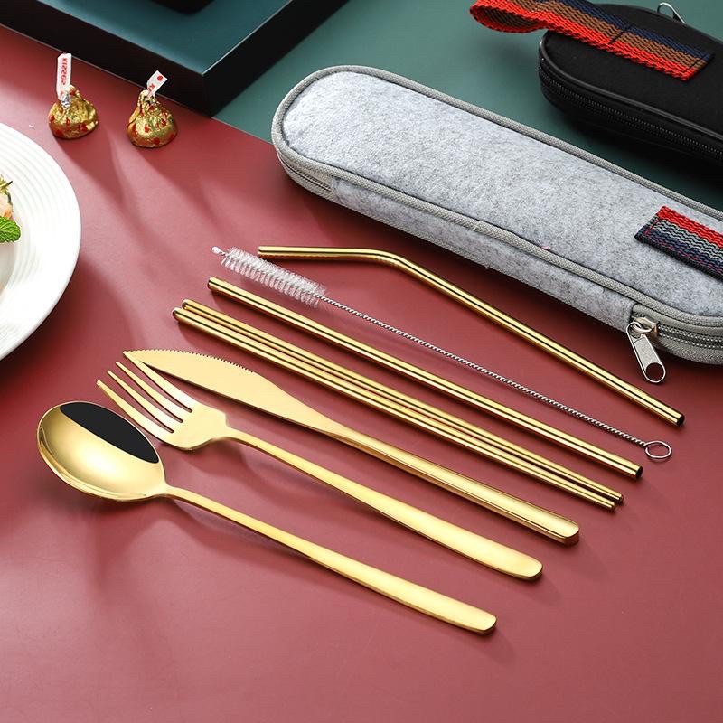 Korea Set Travel Sujeo Sendok Garpu Pisau