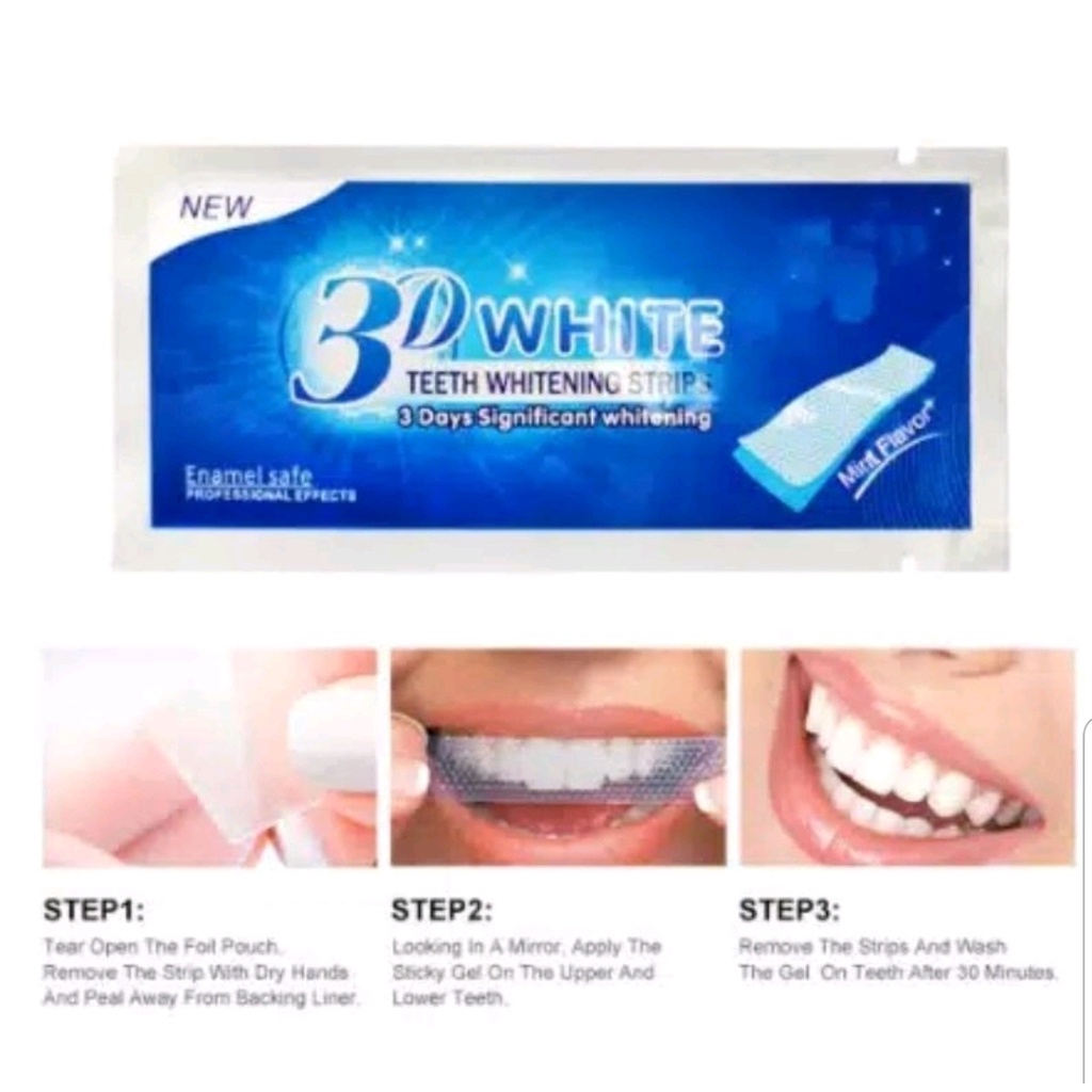 3d WHITE TEETH WHITENING STRIP / STRIP PEMUTIH GIGI ORAL B WHITE STRIP/PEMUTIH GIGI
