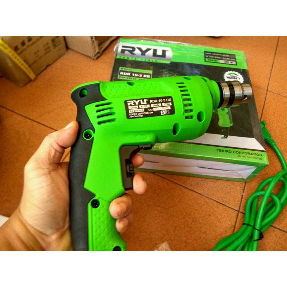 RYU RDR 10-3 RE Mesin Bor Tangan Listrik 10mm Electric Drill Bor Tangan 10mm 10 mm Variable Drill Mesin Bor Tangan Bolak Balik Variable Speed Bor Besi Kayu Listrik MURAH ORIGINAL BERGARANSI