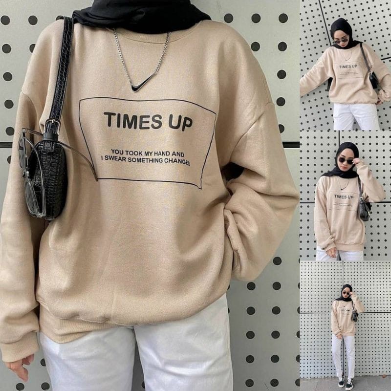 Sweater Times Up | Korean Style Sweatshirt | Atasan Wanita | Bahan Fleece | Allsize