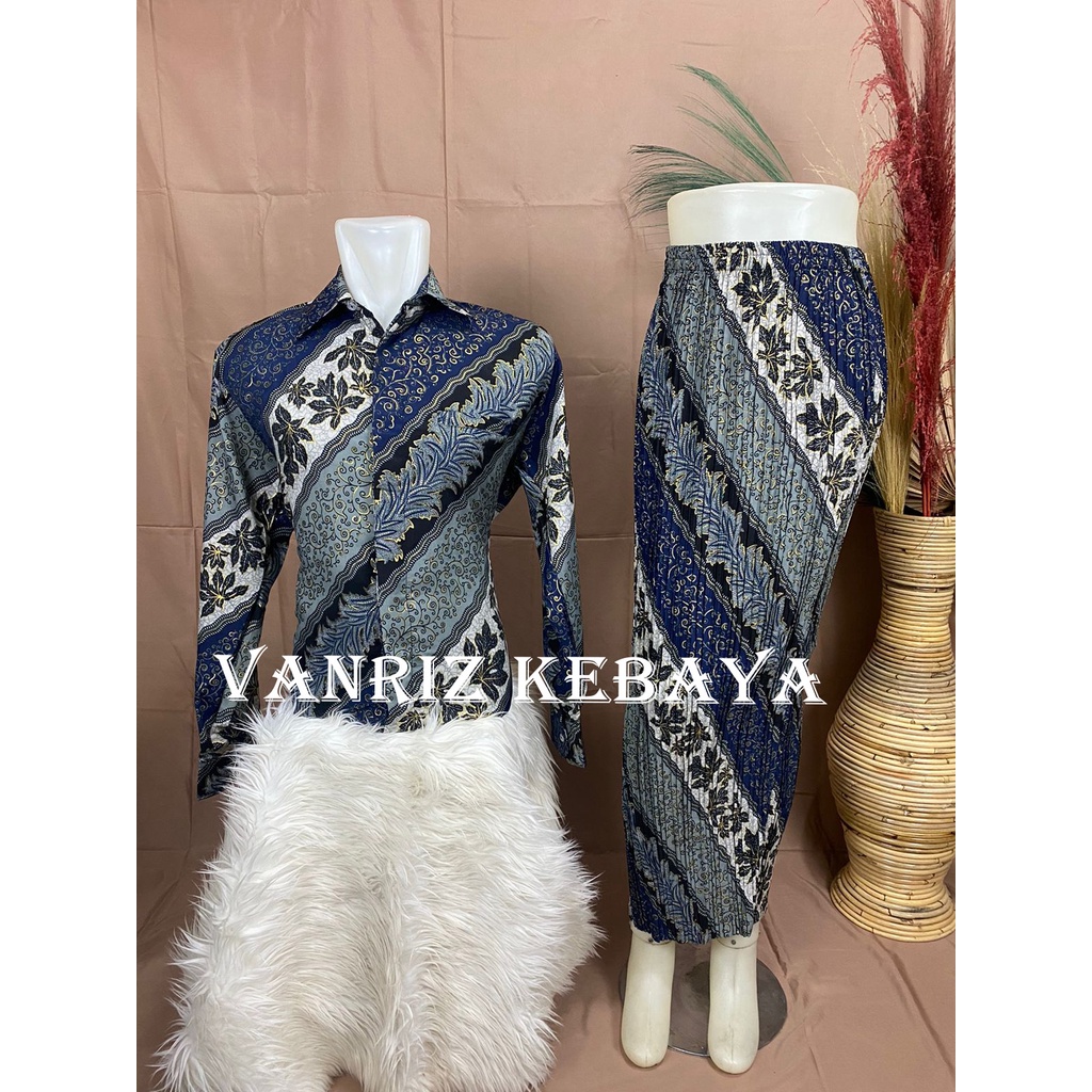 Vanriz Kebaya-Kemeja Batik Lengan Panjang Couple Rok Plisket