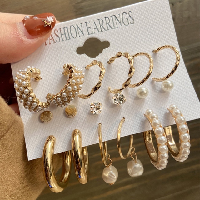 Set Anting Stud Hias Mutiara Rumbai Gaya Korea Untuk Wanita