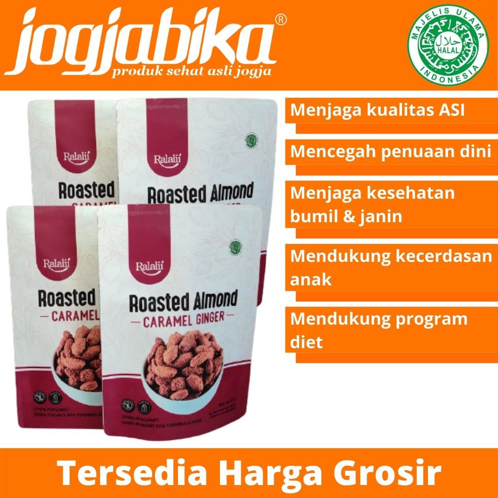 

Roasted Almond Panggang Rasa Jahe Caramel Ginger Kemasan Pouch Travel Size 40 g