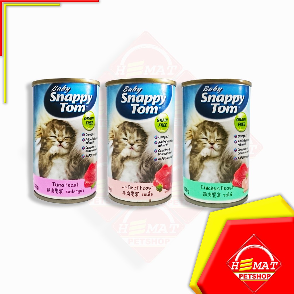 Baby Snappy Tom 150 Gram / Kaleng 150 Gram Wet Food - Tuna Feast / Makanan kucing kaleng 150 Gram