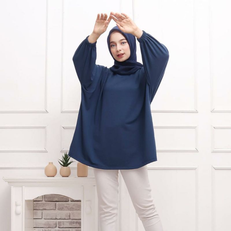 ATASAN BLOUSE WANITA BATWING JUMBO BIGSIZE OVERSIZE BABYTERRY SPANDEX - 1781-5