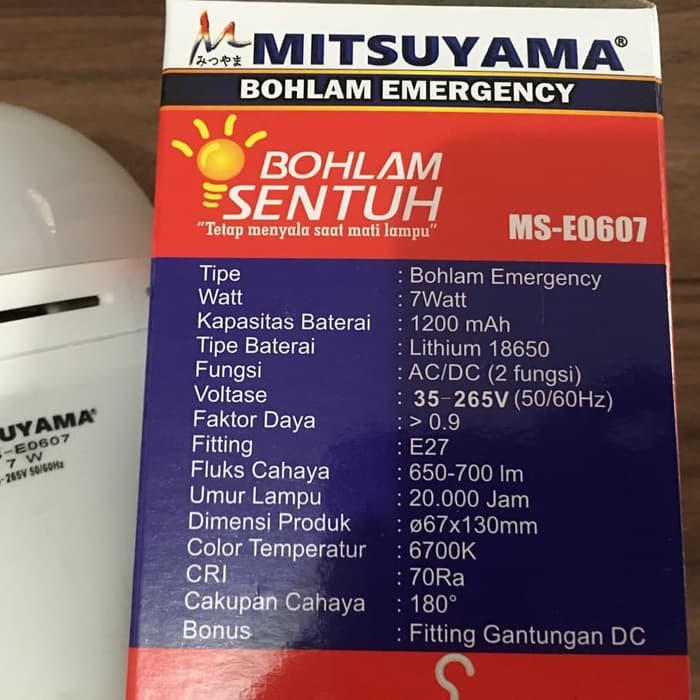 Lampu LED AC DC Tetap Menyala Saat Mati Lampu Mitsuyama MSE0607 7W