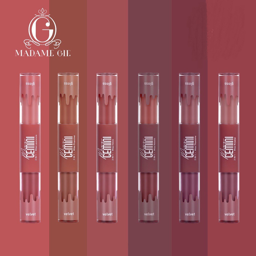 Madame Gie Miss Gemini 2 in 1 Gloss n Velvet - Make Up Lipstick