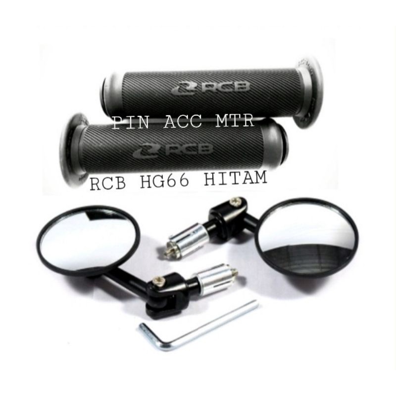 PAKET VARIASI SPION JALU BULAT BAREND + HANDGRIP RCB HG55/HG66 HITAM PAKET UNIVERSAL MOTOR