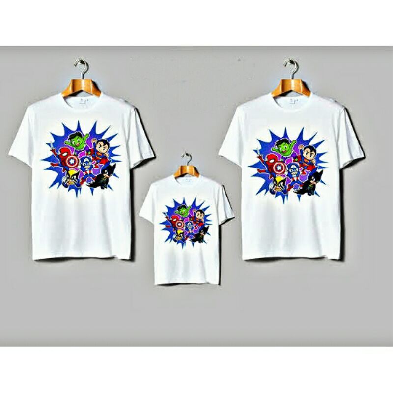 kaos Custom | kaos family motif Avengers | 2 Dewasa 3 Anak