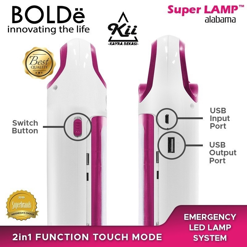 BOLDe Super Lamp Alabama - Lampu LED Emergency 2in1 Bisa Power Bank