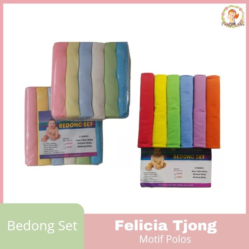 Bedong Set Felicia/Bedong bayi/polos/polkadot