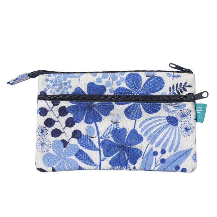

E0440F Pencil Case Tempat Pensil Pouch Print Flower Blue Kamalika Artprints Fv0101