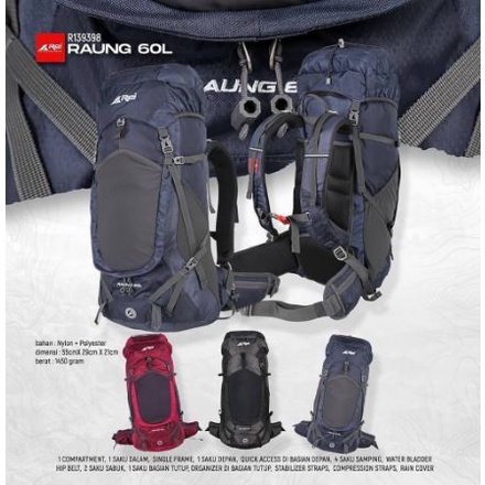 TAS GUNUNG AREI RAUNG 60L TAS KERIR REI ORIGINAL BONUS COVERBAG