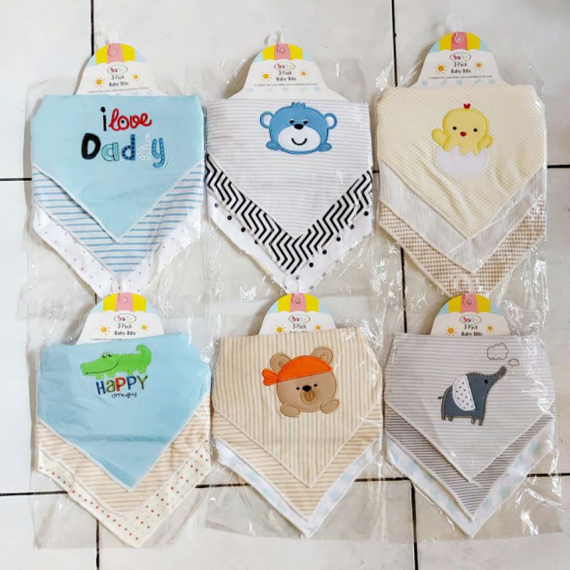 3 Pcs Slabber Segi Tiga Baby bibs/Celemek Air liur Bayi 3 in1