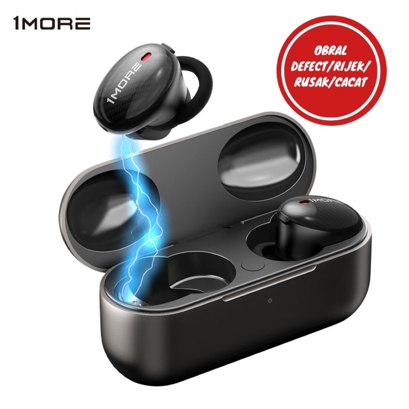 [OBRAL RIJEK] 1More TWS Earphone Bluetooth 5.0 aptX ANC with Charging Case - EHD9001TA