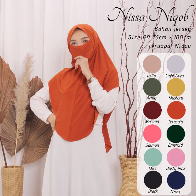 TERMURAH !!! BERGO CADAR/ HIJAB NIQOB - KHIMAR NISSA NIQOB BAHAN STELLA HALUS PREMIUM - BEST SELLER